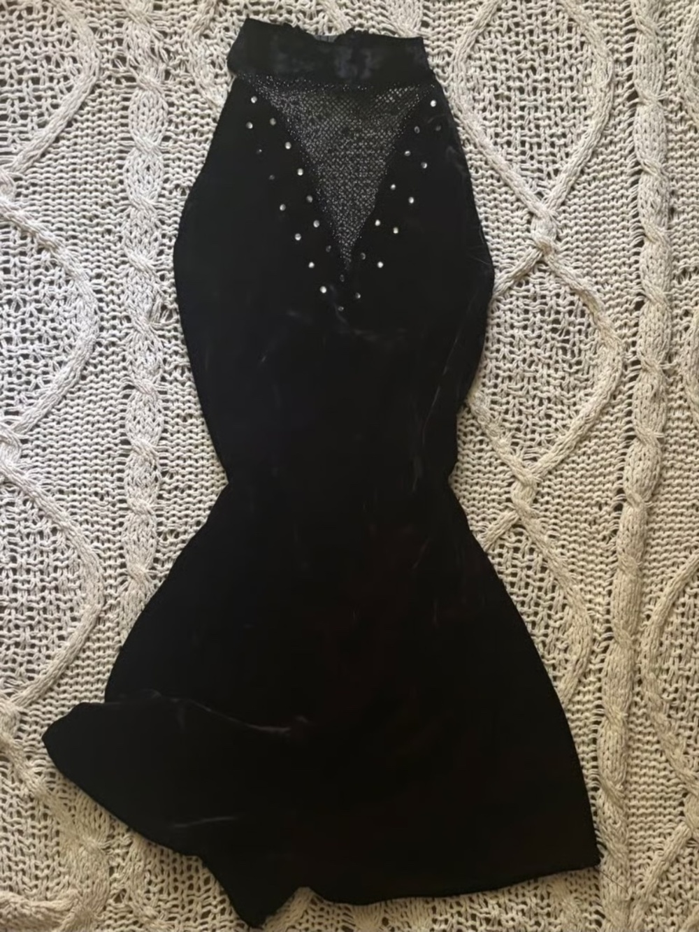 Black velvet halter neck dance romper costume, tap ballet jazz  - like new, fits